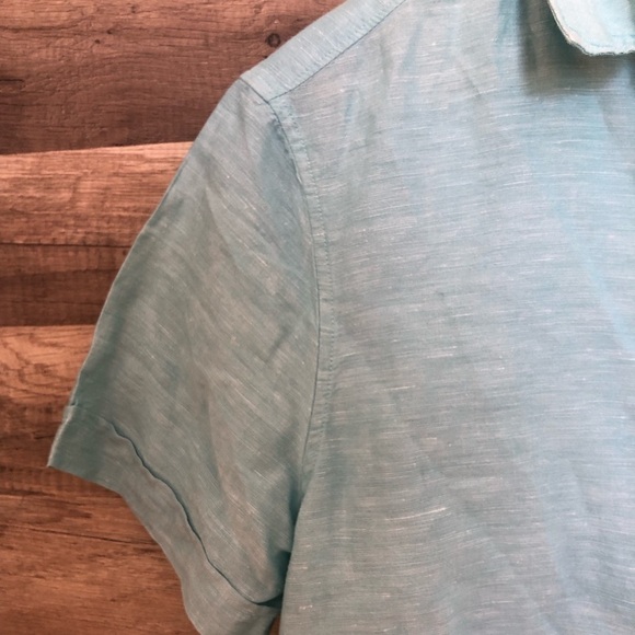 Perry Ellis Linen Shortsleeved Lightweight Button Down Shirt Small - Picture 5 of 7